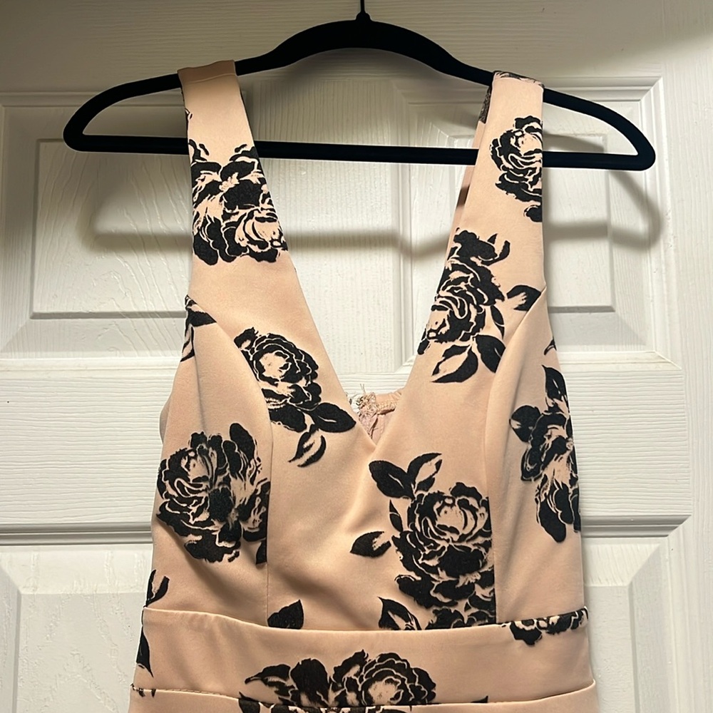 Pale pink black flower dress